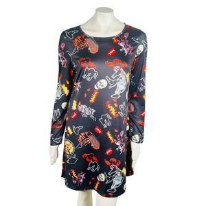 Ruiyige Halloween Dress Soft Stretchy Scary Print‎ Long Sleeve L Skeleton Creepy